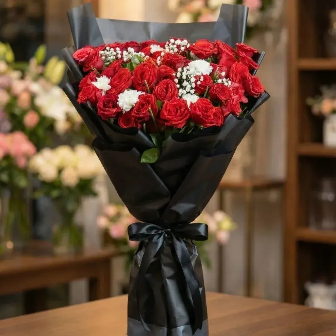 Premium Red Rose Bouquet - 12 Roses Gift Box